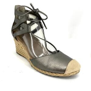 Vionic Metallic‎ Gray Aruba Calypso Espadrille Jute Wedge Sandals - EU42/US10